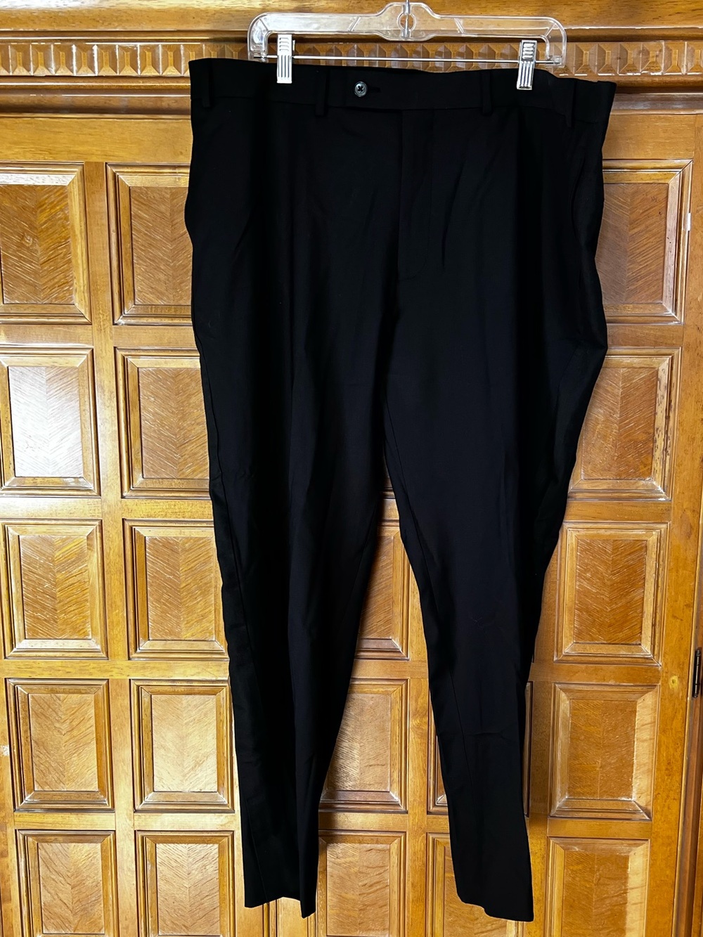Calvin Klein Men’s Black Dress Pants Wool Stretch 46x29 Flat Front Trouser